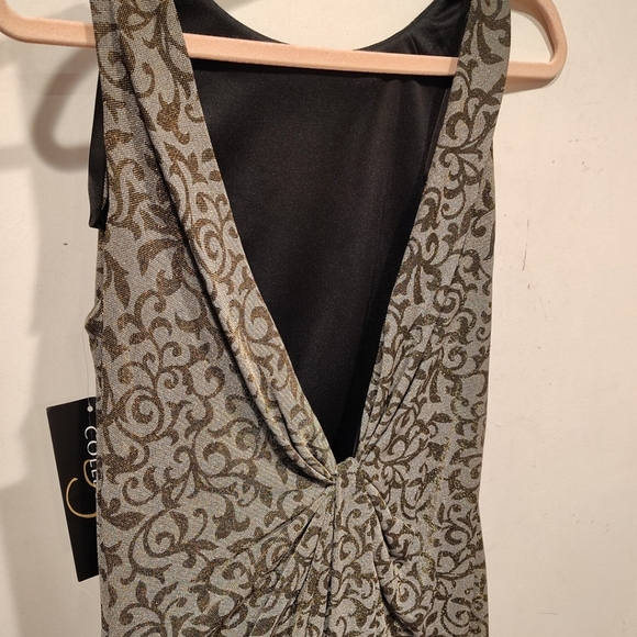 JS Collections Gold Sparkle Formal Column Maxi Dress 14- Low Back Y2K Fairy Prom - Picture 6 of 8